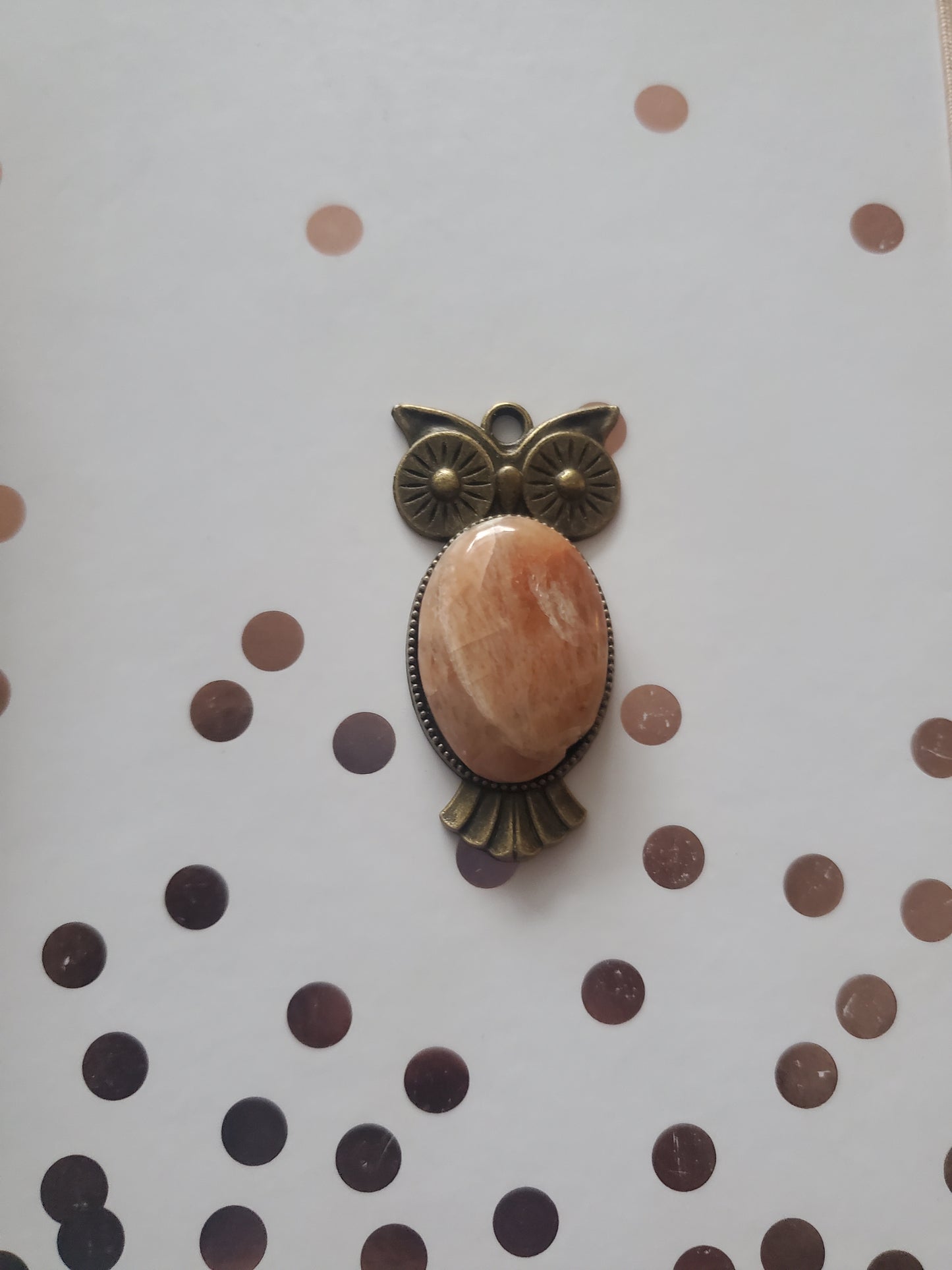 Outer Banks Feldspar Owl Pendant - 25x18mm Round Cab