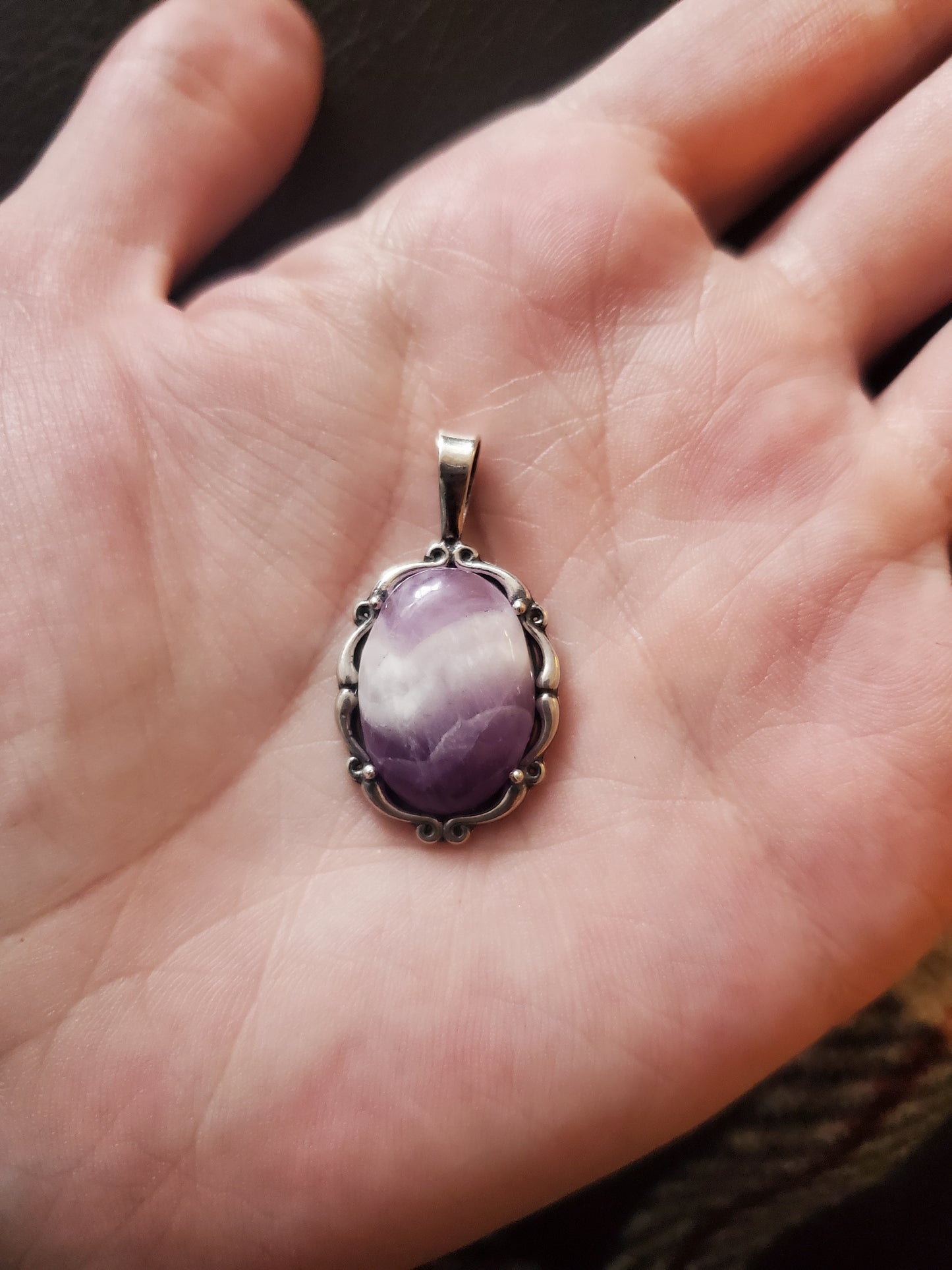 Amethyst Pendant - Silver Setting, 18x13mm Oval Cab