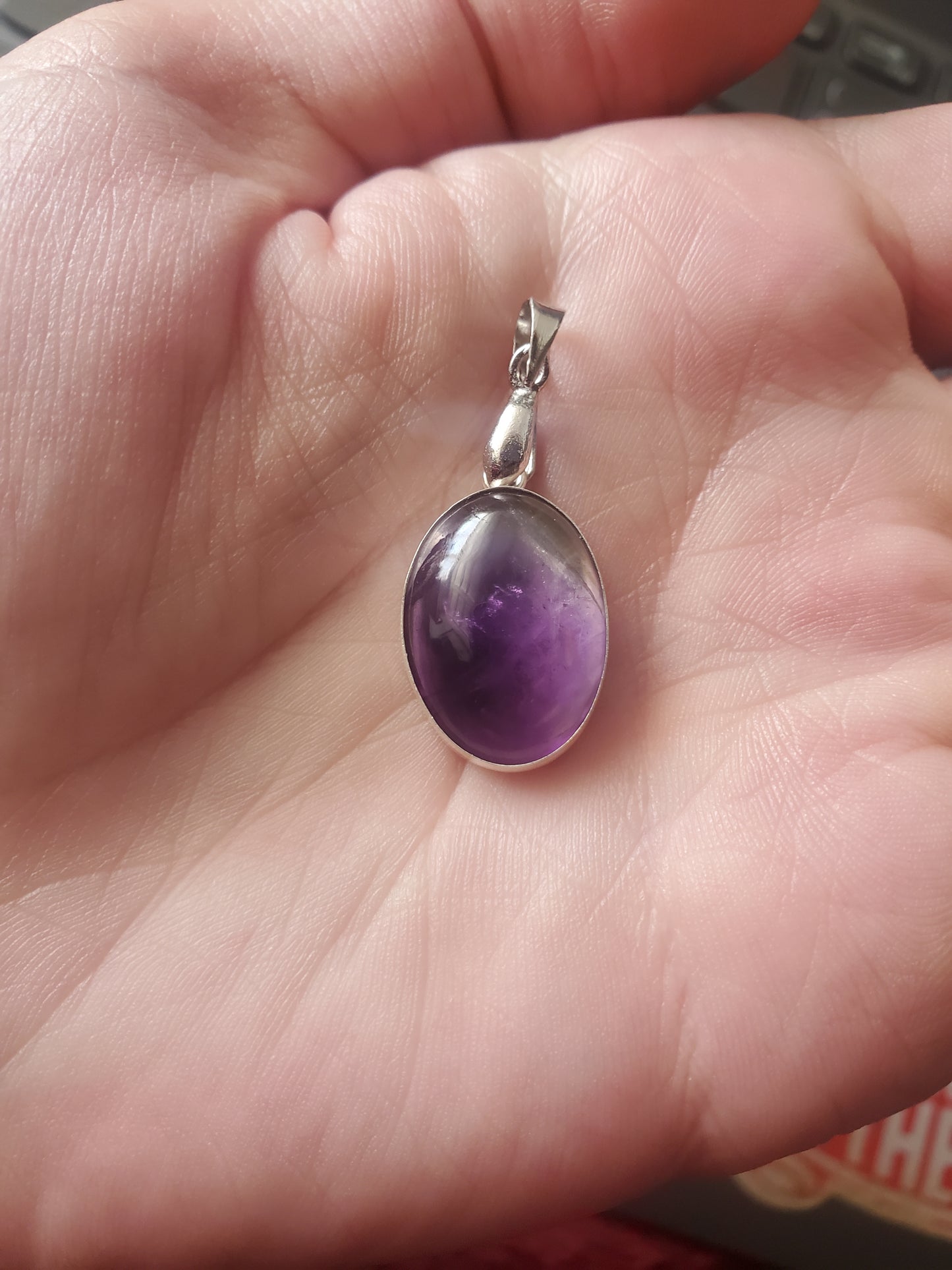 Gemmy Amethyst Pendant - Silver Setting, 18x13mm Round Cab