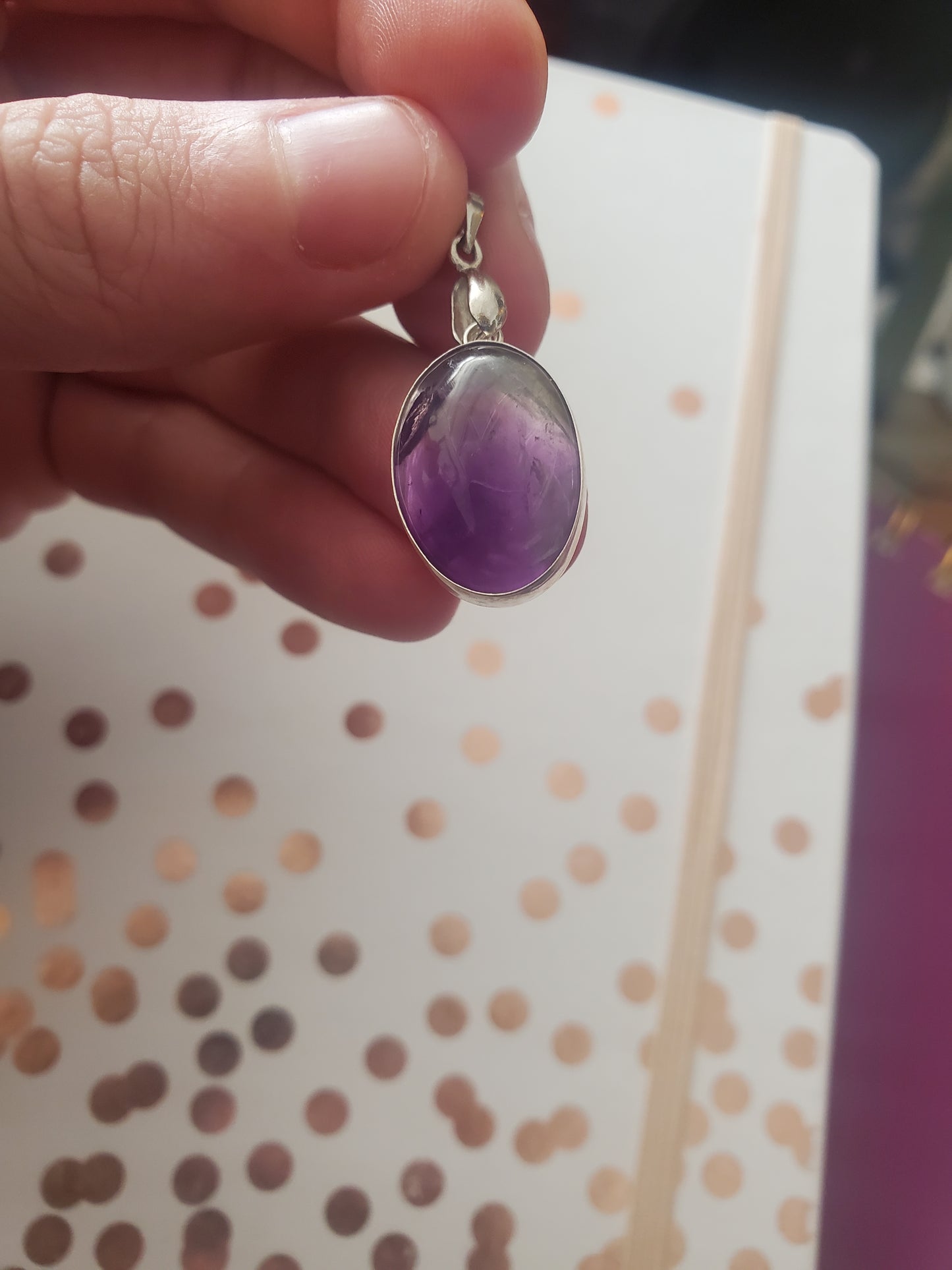 Gemmy Amethyst Pendant - Silver Setting, 18x13mm Round Cab