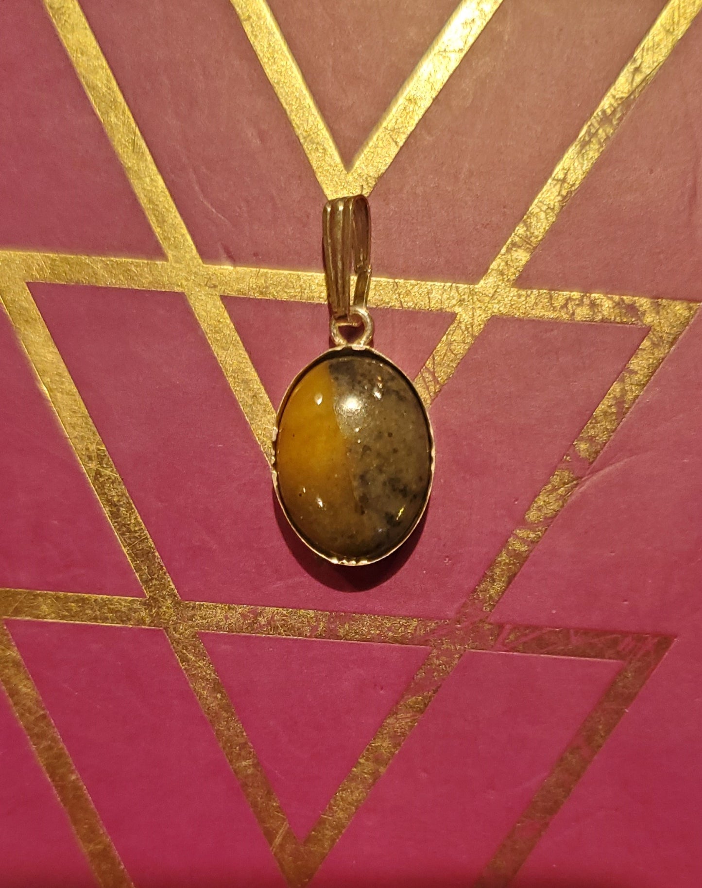 Montana City Jasper and Sodalite Necklace Pendant, 14x10mm Cab, Silver Setting