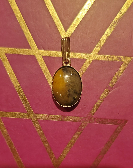 Montana City Jasper and Sodalite Necklace Pendant, 14x10mm Cab, Silver Setting