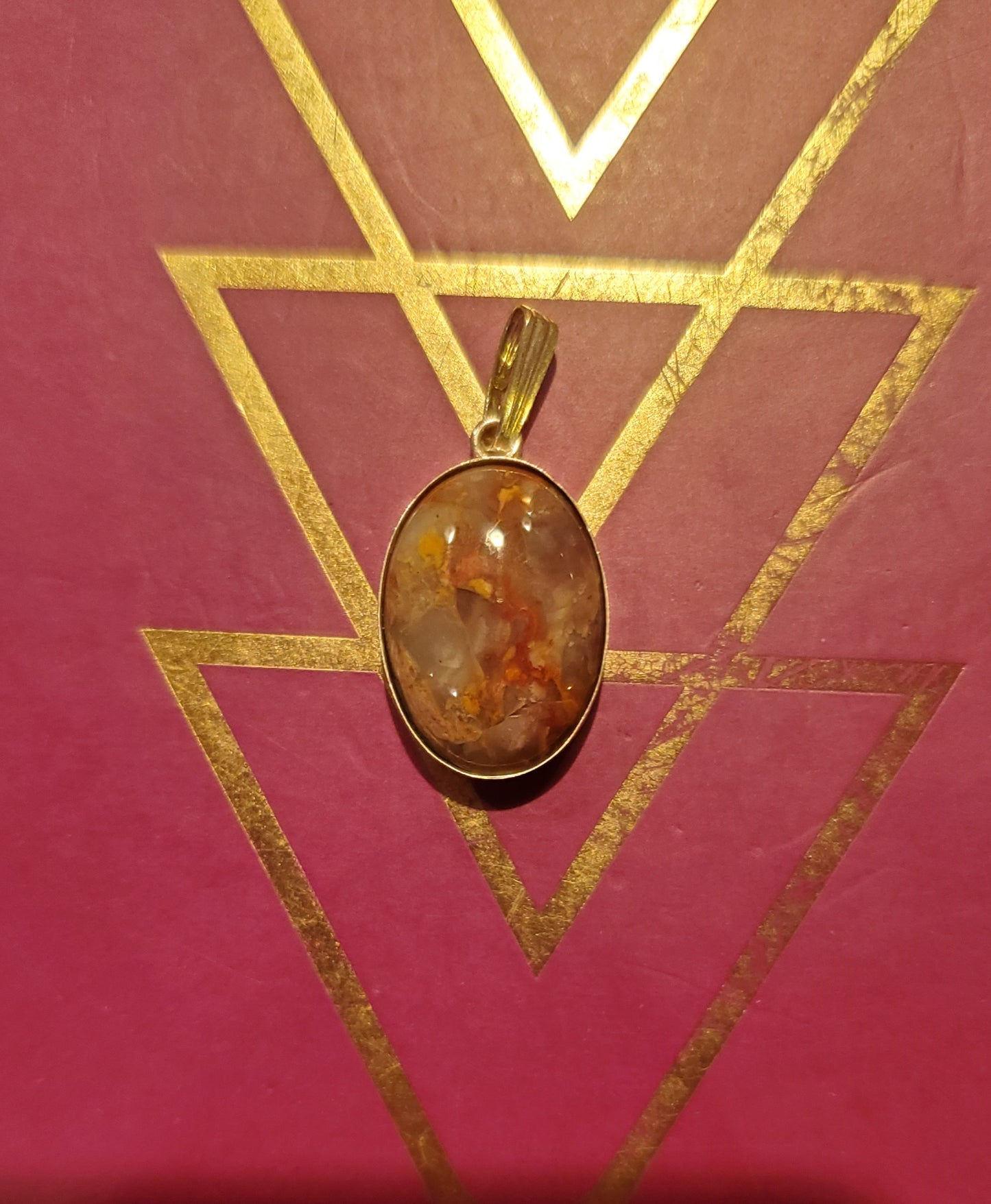 Blackfoot River Jasper Necklace Pendant, 18x10mm Cab, Silver Setting