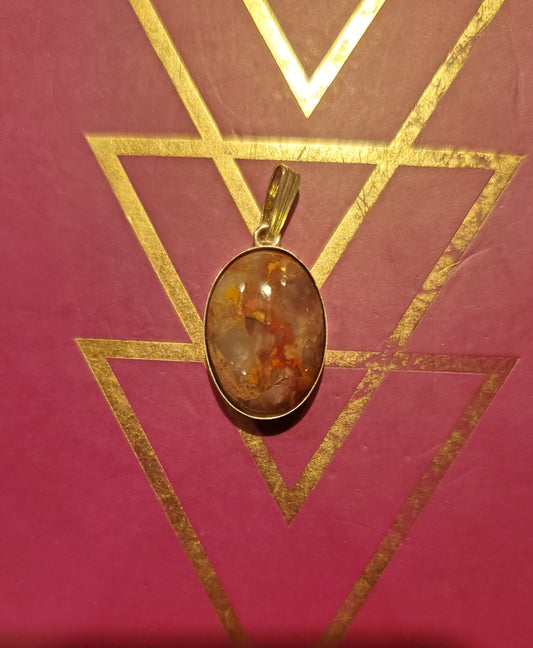 Blackfoot River Jasper Necklace Pendant, 18x10mm Cab, Silver Setting