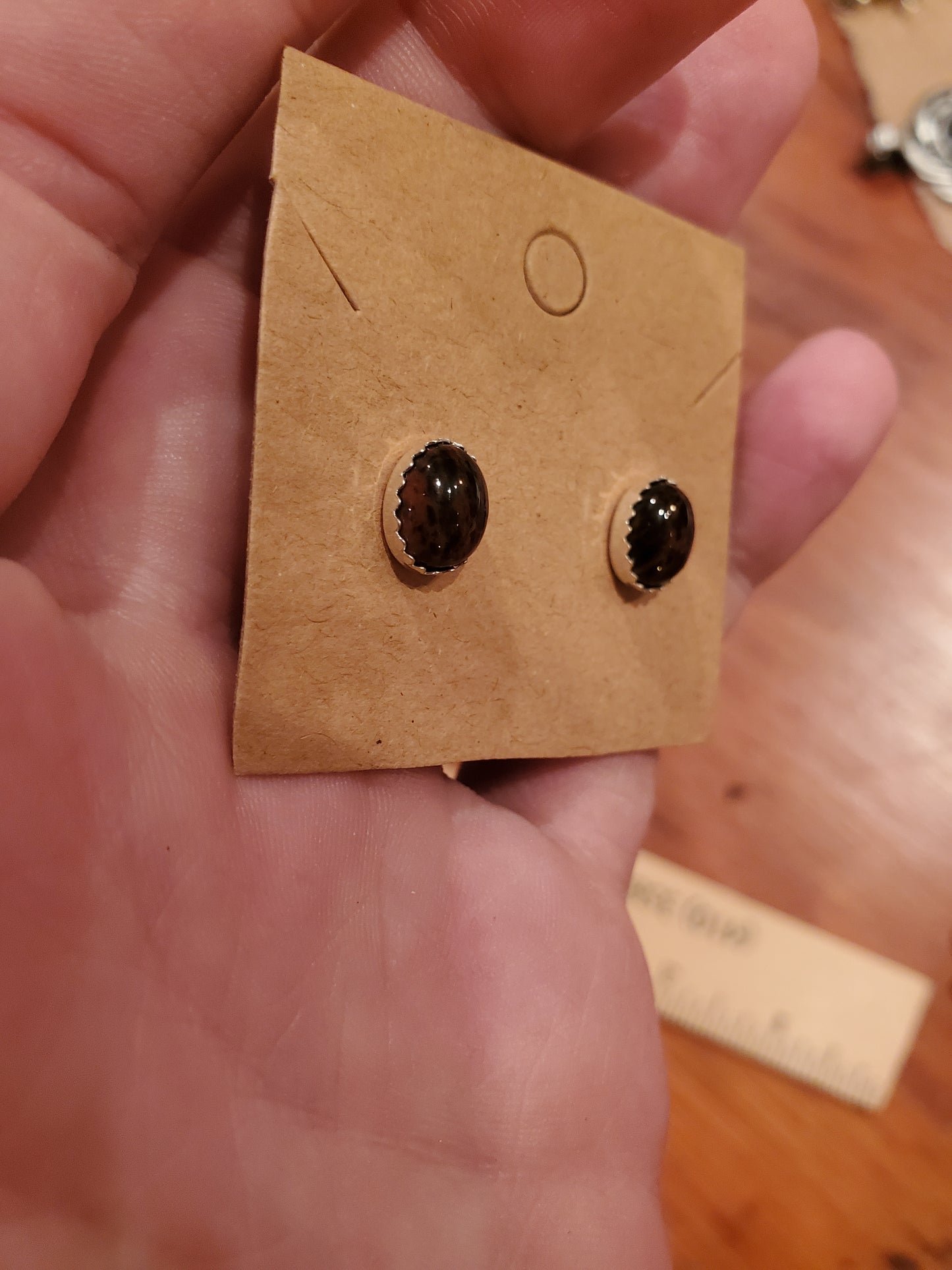Mahogany Obsidian Earrings, 10mm Cabs, Silver Settings