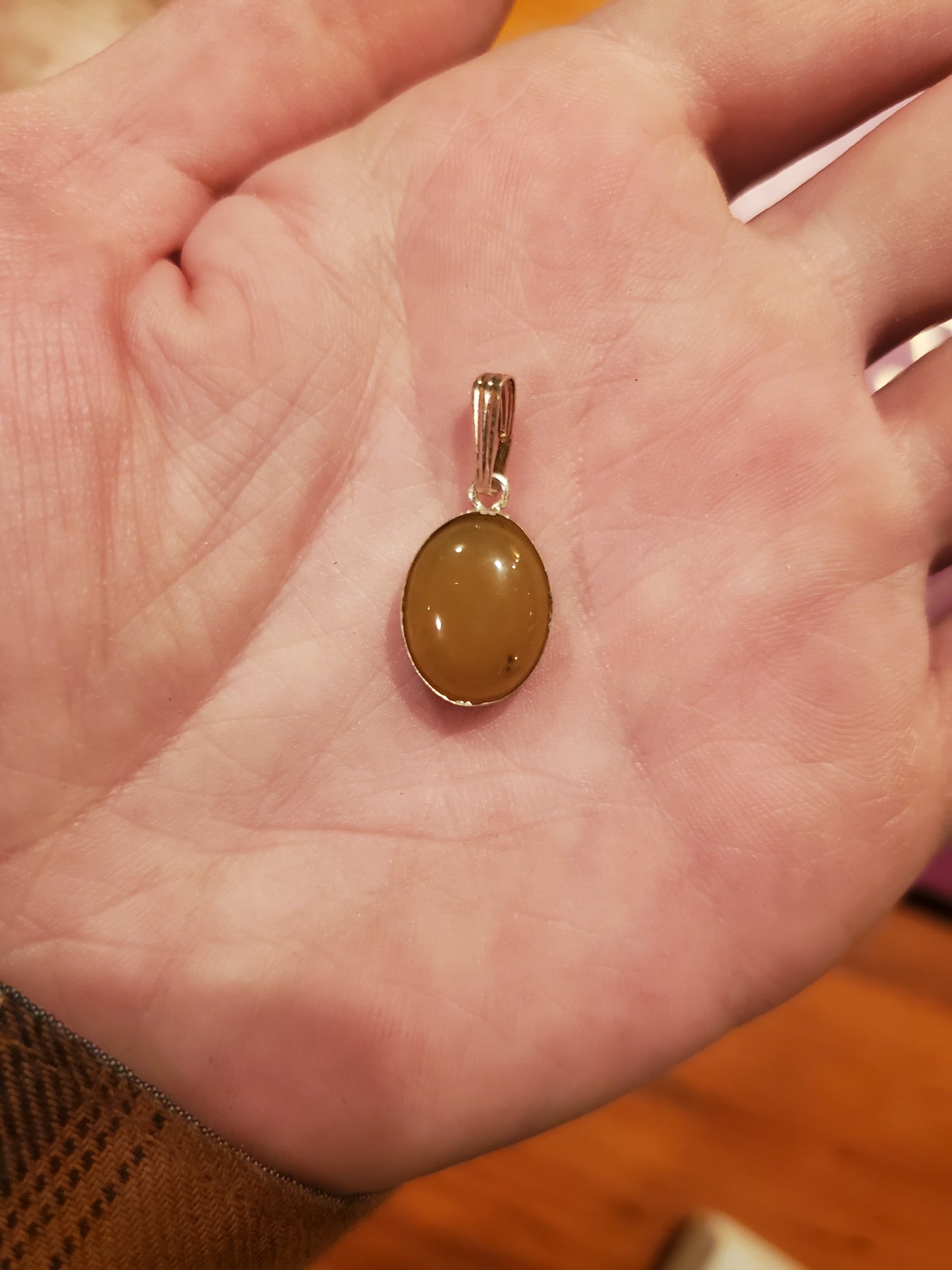 Maryland Orange Agate Necklace Pendant, 14x10mm Cab, Silver Setting