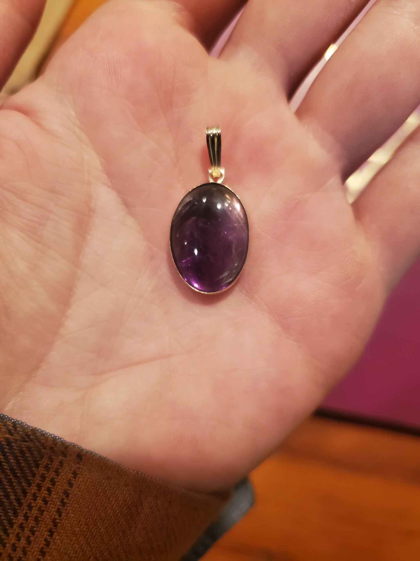 Gemmy Amethyst Pendant - Silver Setting, 18x13mm Round Cab