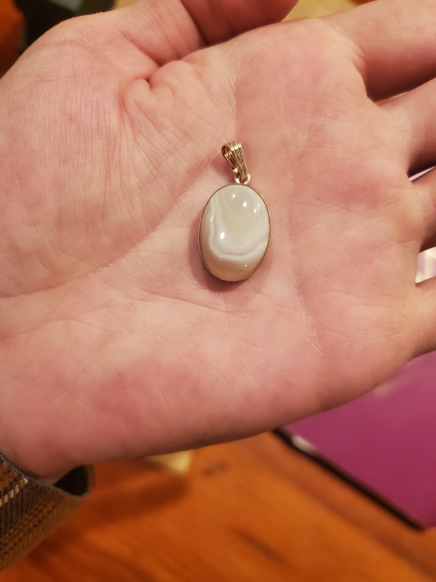 Idaho Banded Agate Pendant - 18x13mm Cab, Silver Setting