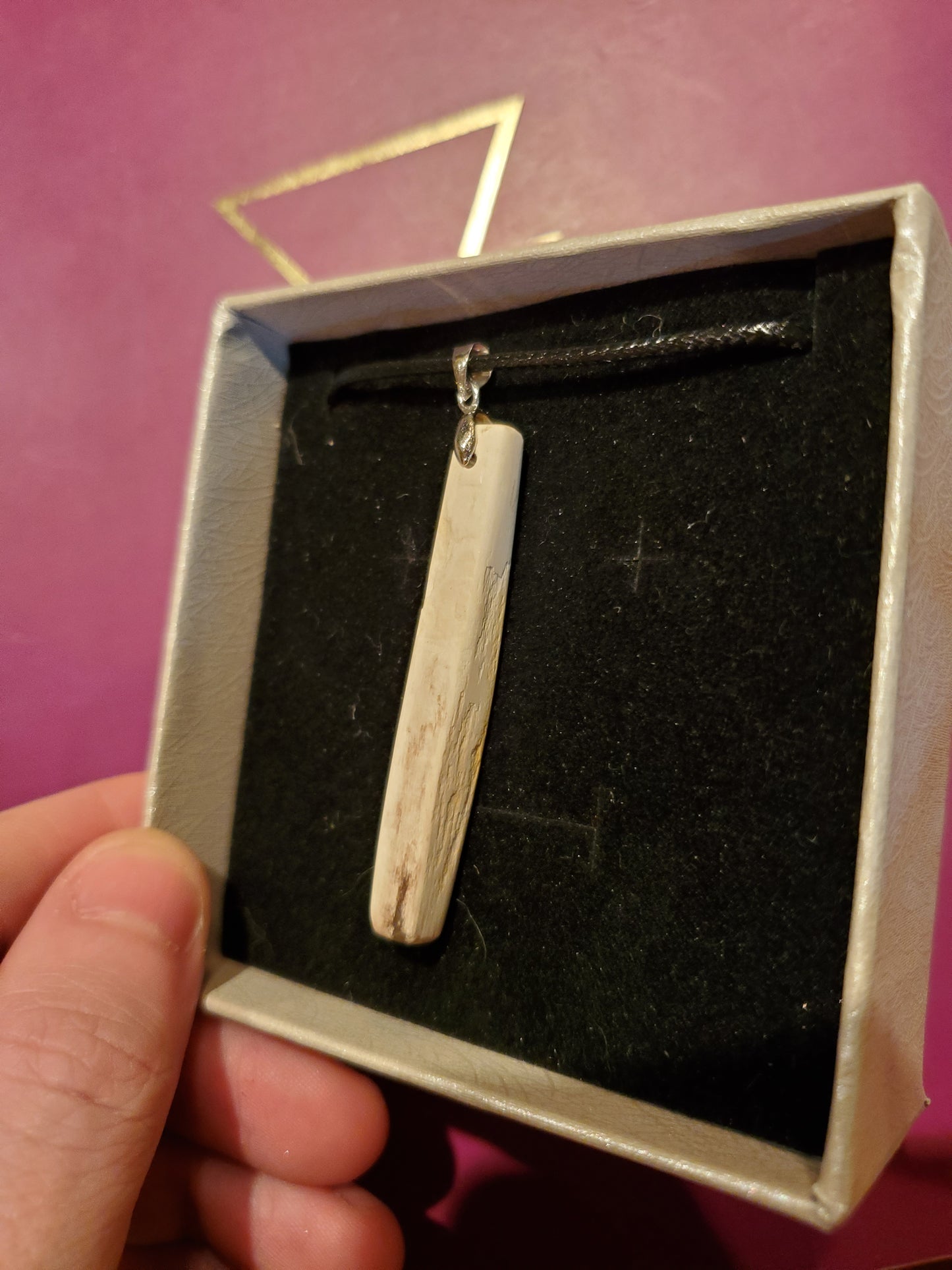 Petrified Wood Chip Necklace Pendant - Sterling Silver Setting