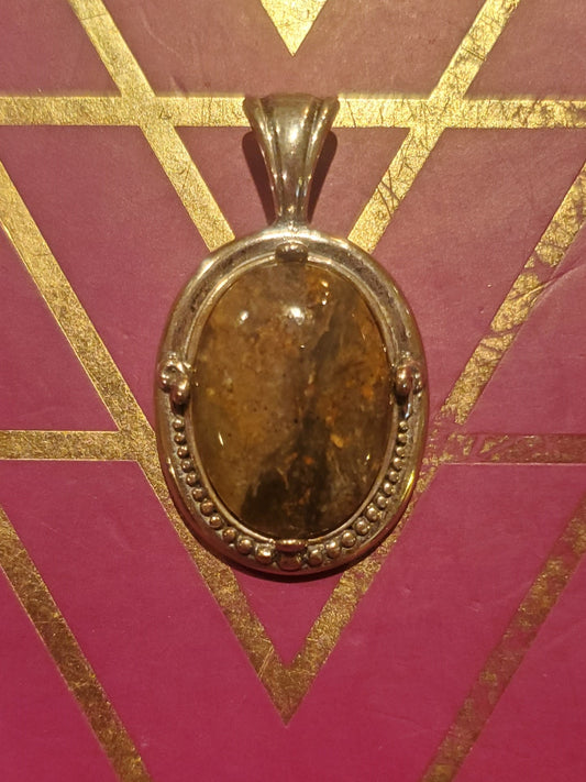 Nevada Moss Agate Necklace Pendant - 18x13mm Cab, Sterling Silver