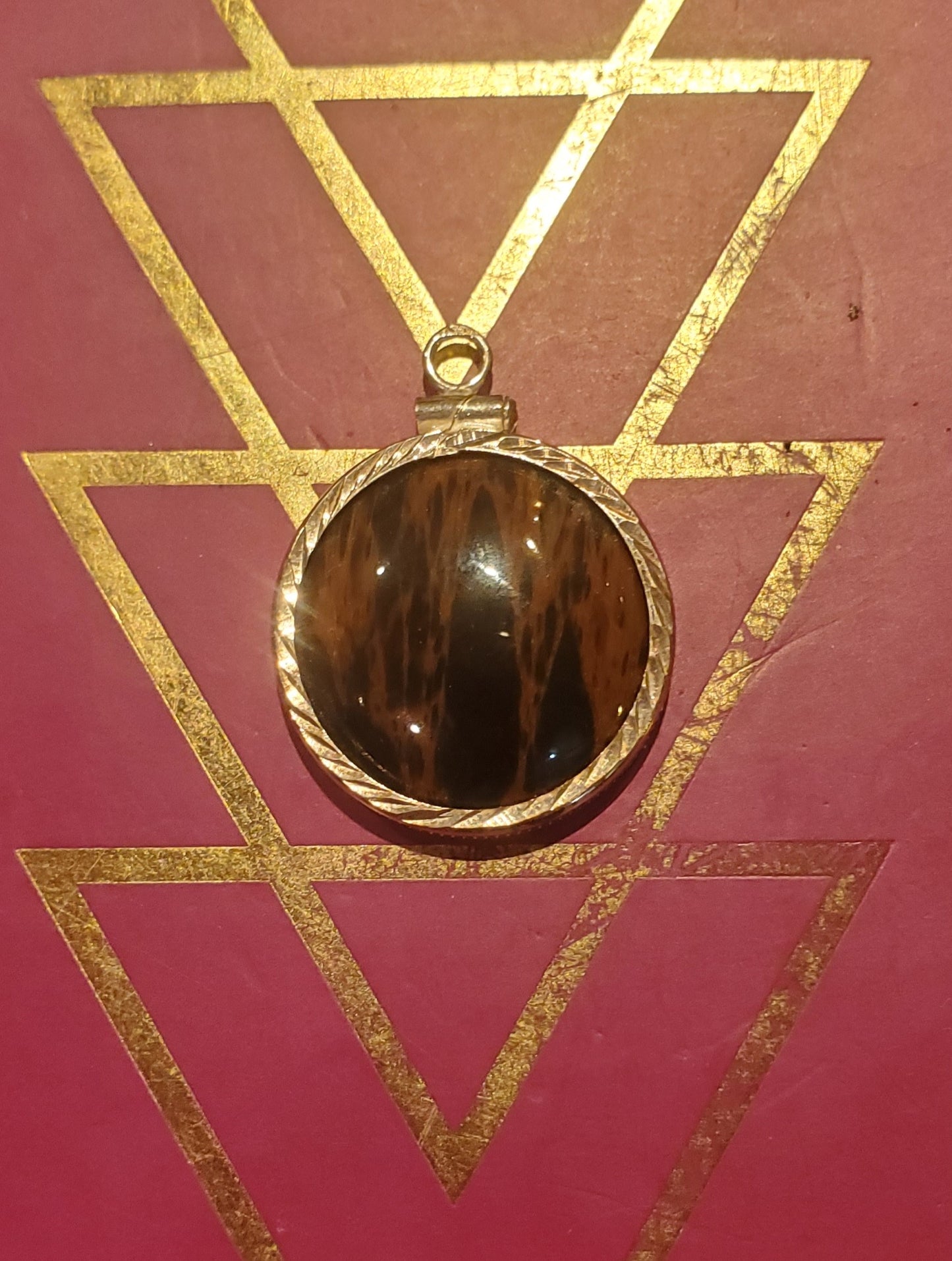 Mahogany Obsidian Rotatable Pendant - 20mm Cab, Sterling Silver Plated Setting