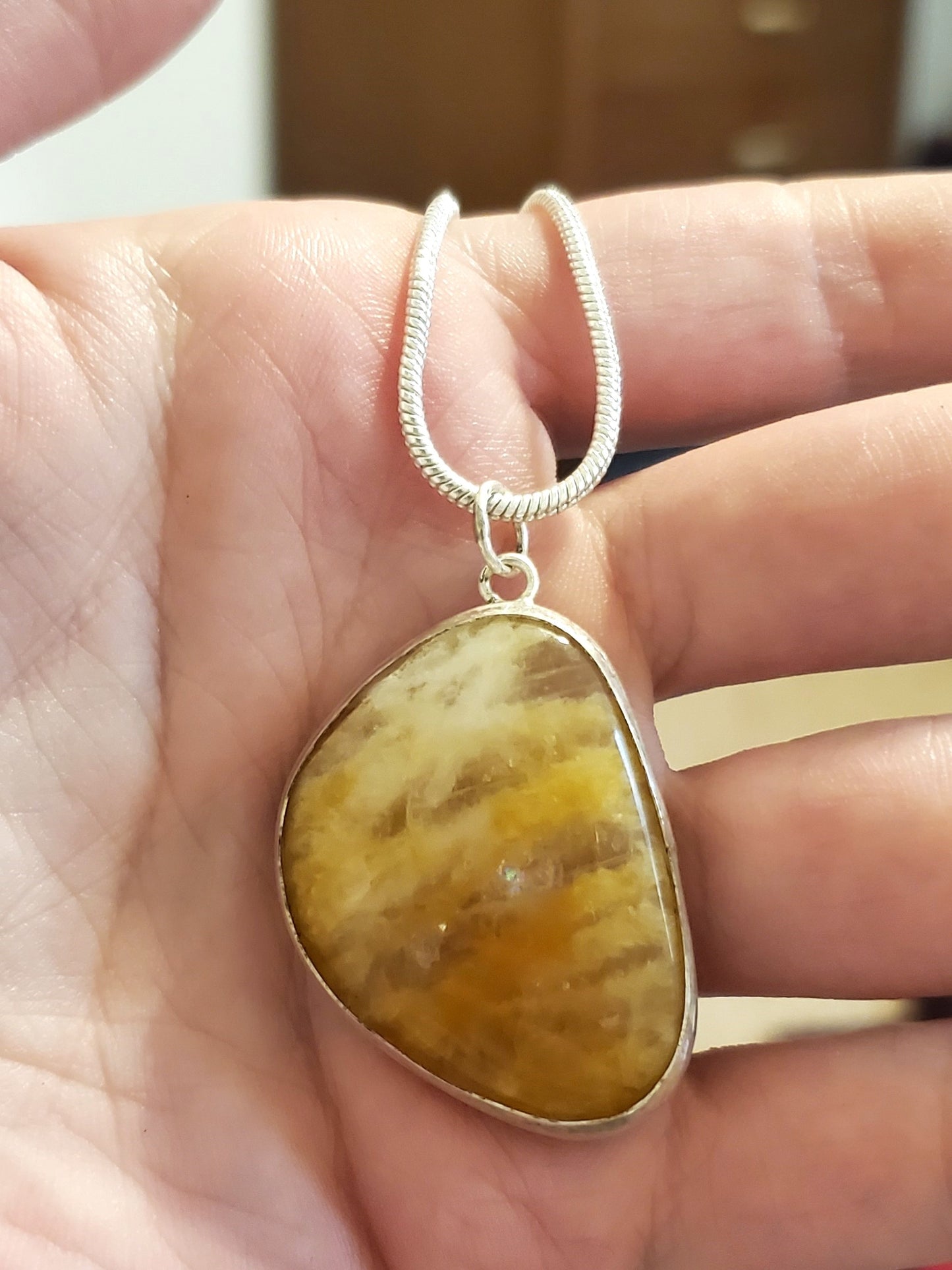Banded Quartz Pendant - Sterling Silver Necklace