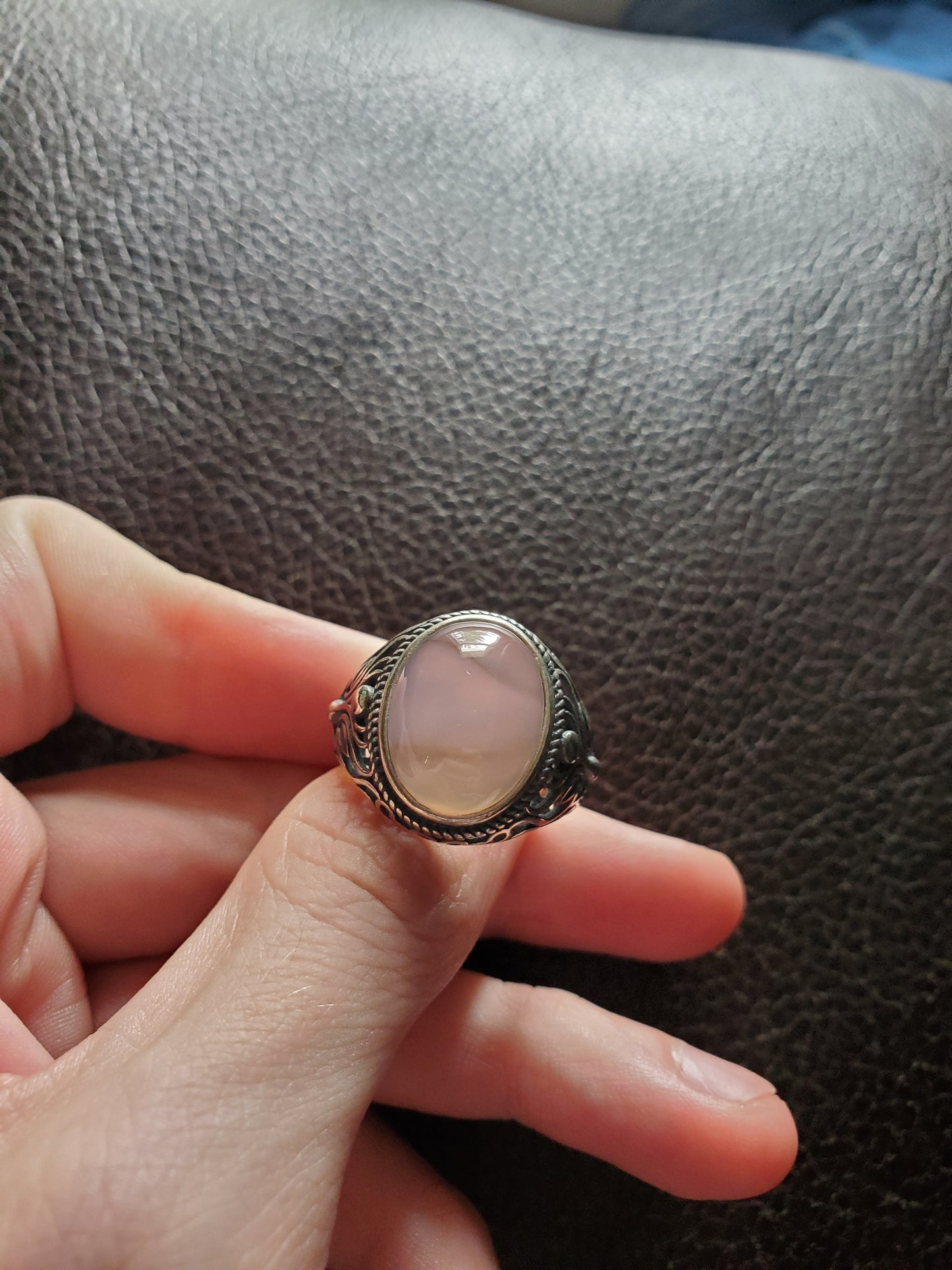 Banded Agate Adjustable Ring - Sterling Silver