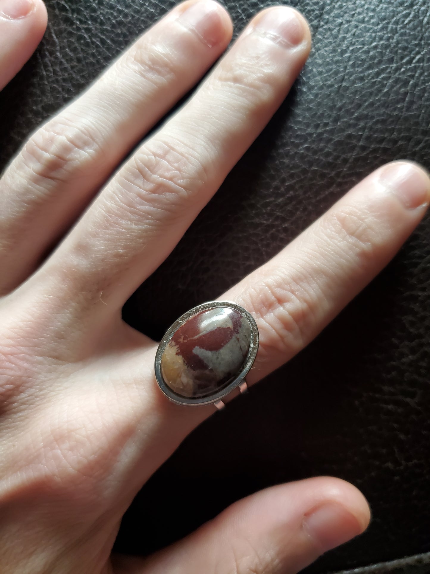 Blackfoot River Jasper Ring - Adjustable Size - Alloy Setting