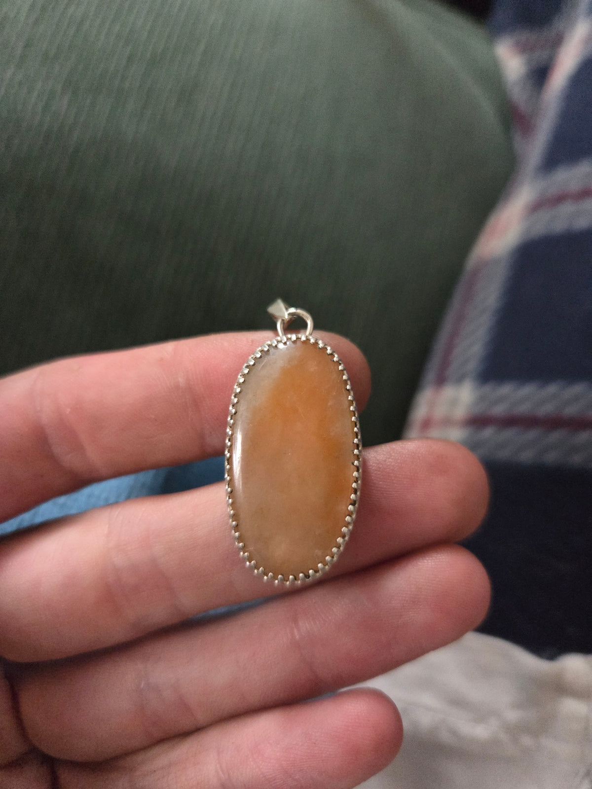 Maryland Quartz Pendant with Wave Engraving - Sterling Silver Smithed