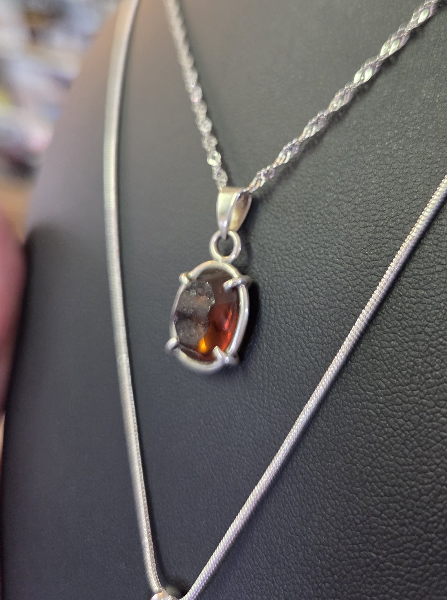 Old River Glass Necklace Pendant - Sterling Silver