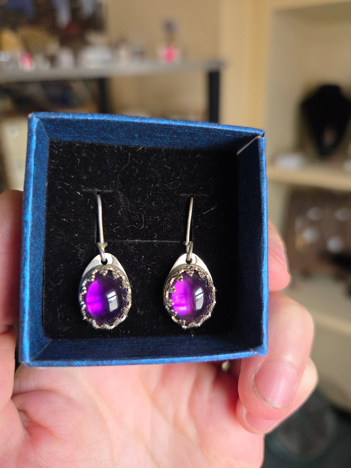 Gemmy Amethyst Earrings - Sterling Silver Smithed