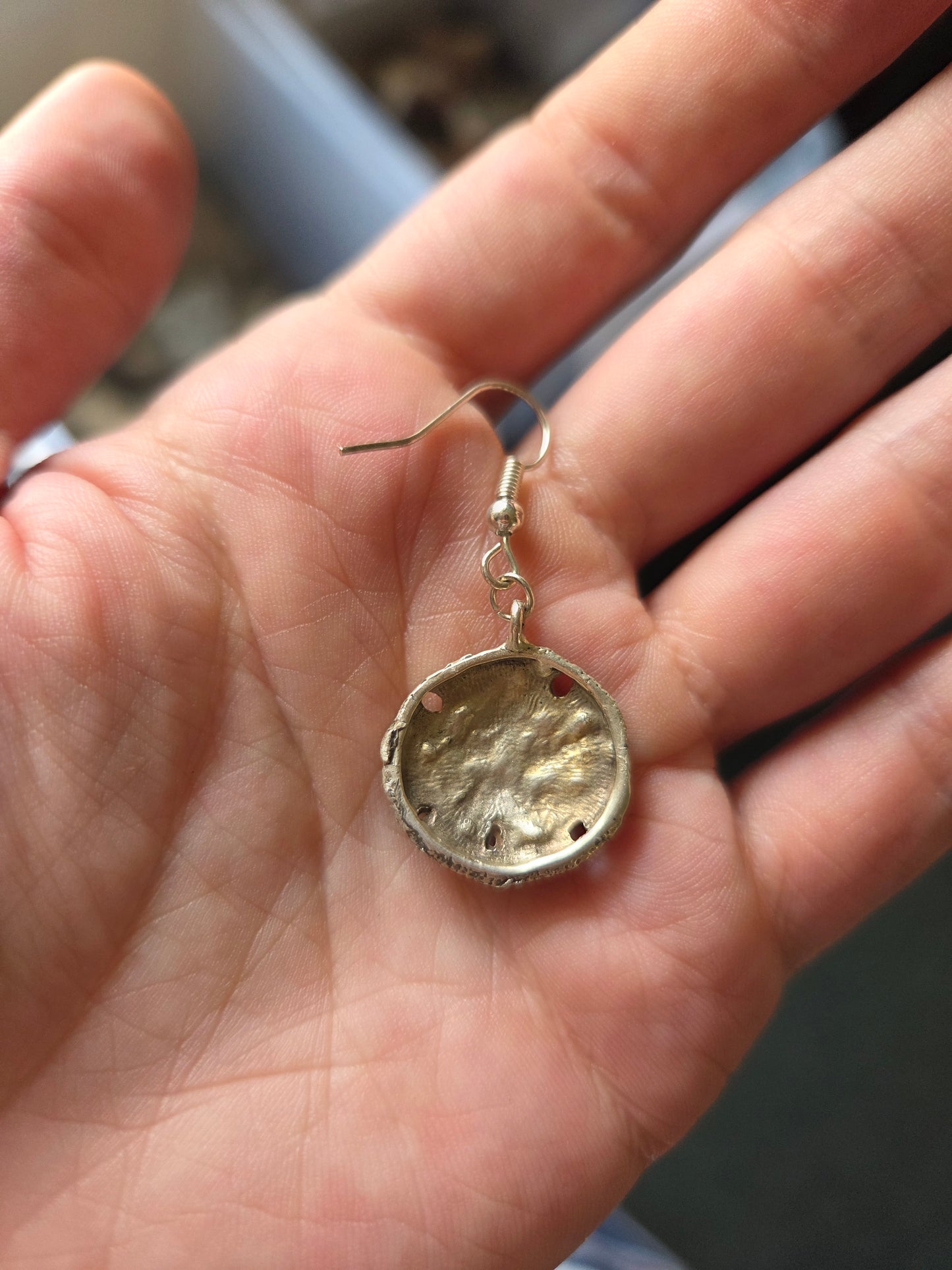 Casted Silver Sand Dollar Earrings