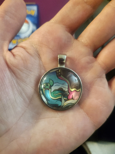 East/West Gastrodon Pendant or Keychain - 25mm Round Video Game Jewelry Accessory
