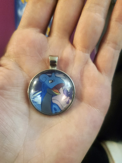 Lapras Pendant or Keychain - 25mm Round Video Game Jewelry Accessory