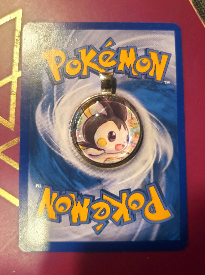 Emolga Pendant or Keychain - 25mm Round Video Game Jewelry Accessory