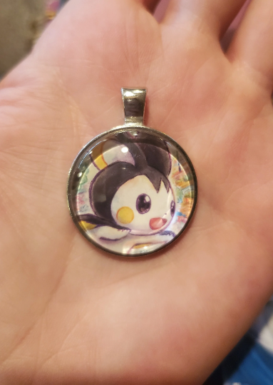 Emolga Pendant or Keychain - 25mm Round Video Game Jewelry Accessory