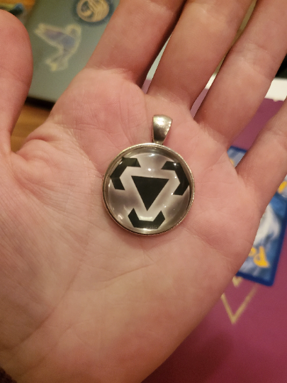 Steel Energy Pendant or Keychain - 25mm Round Video Game Jewelry Accessory