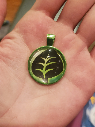 Grass Energy Pendant or Keychain - 25mm Round Video Game Jewelry Accessory