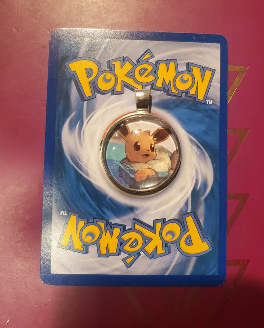 Eevee Pendant or Keychain Bookmark - 25mm Round Video Game Jewelry Accessory
