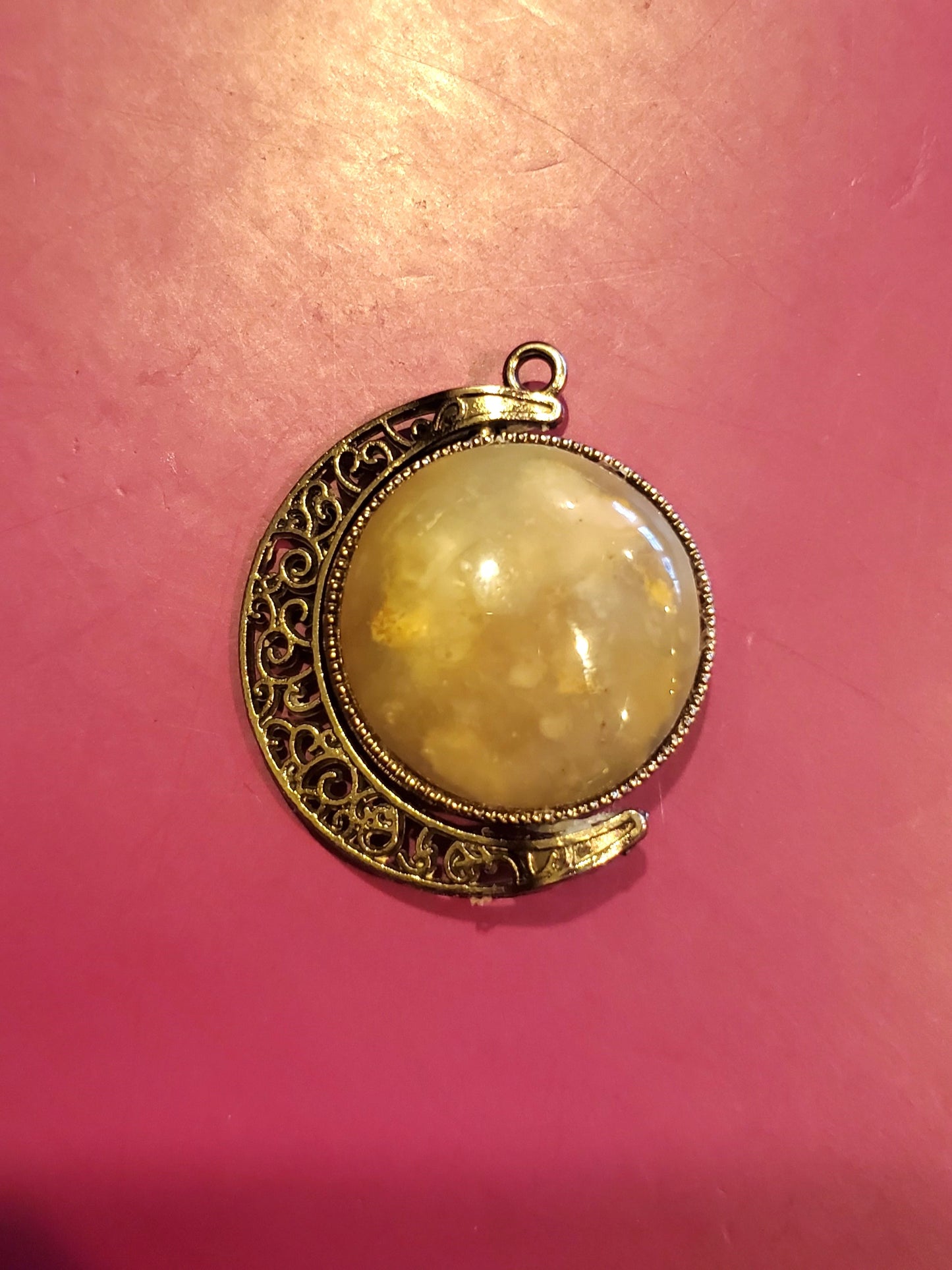 Double Sided Moon Pendant - Agate and Jasper - 25mm Round Cabs