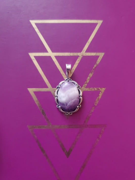 Amethyst Pendant - Silver Setting, 18x13mm Oval Cab