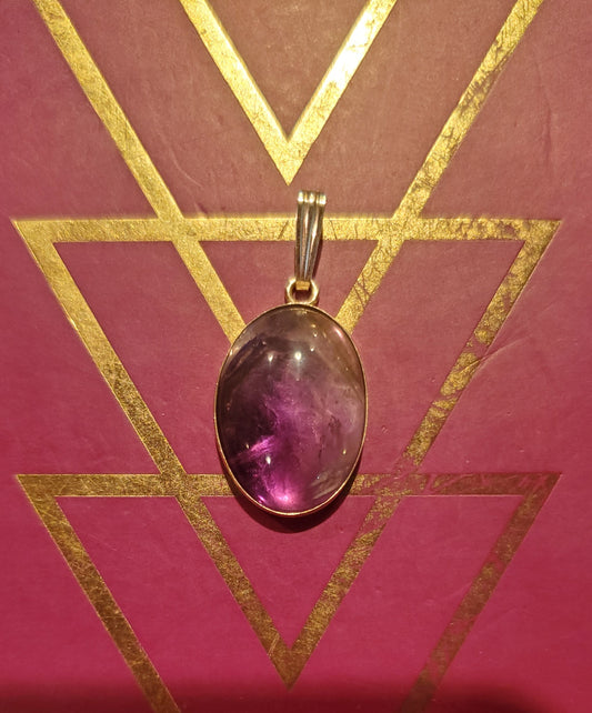 Gemmy Amethyst Pendant - Silver Setting, 18x13mm Round Cab