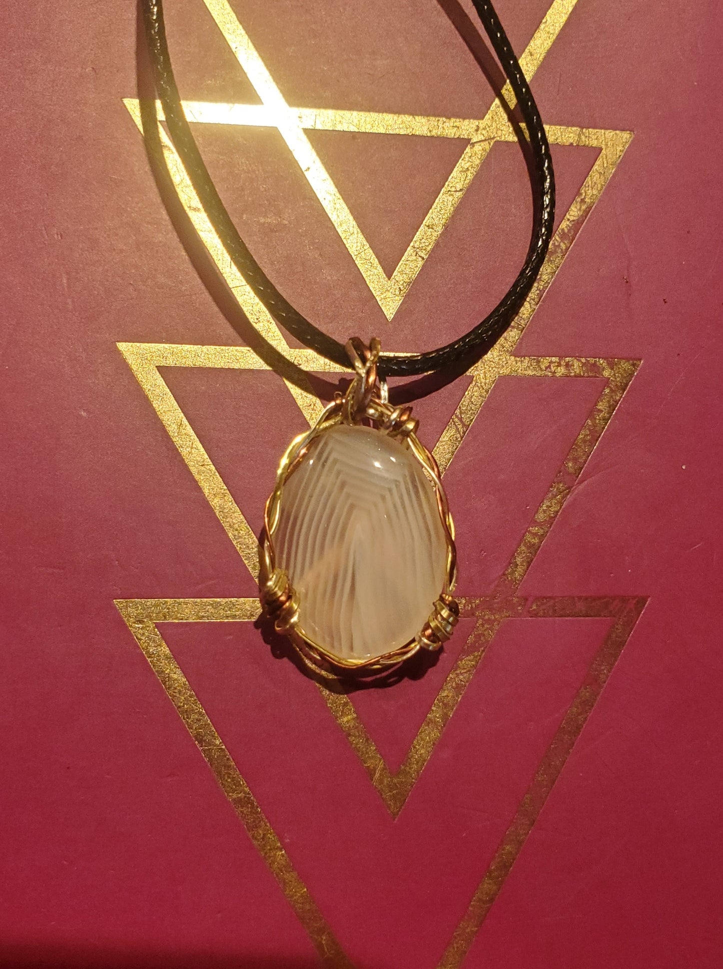 Wire Wrapped Banded Agate Pendant