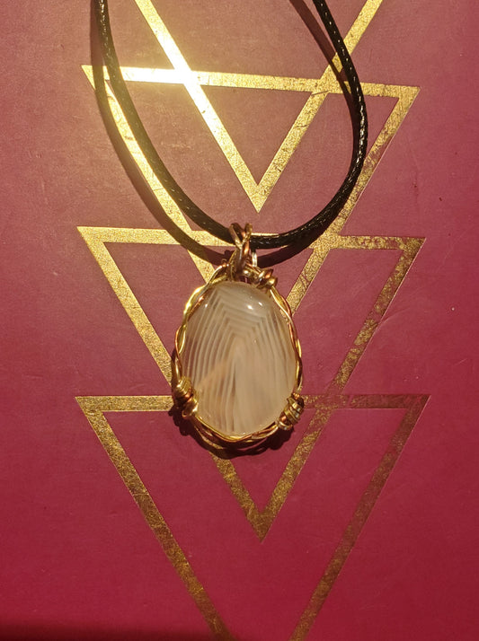 Wire Wrapped Banded Agate Pendant