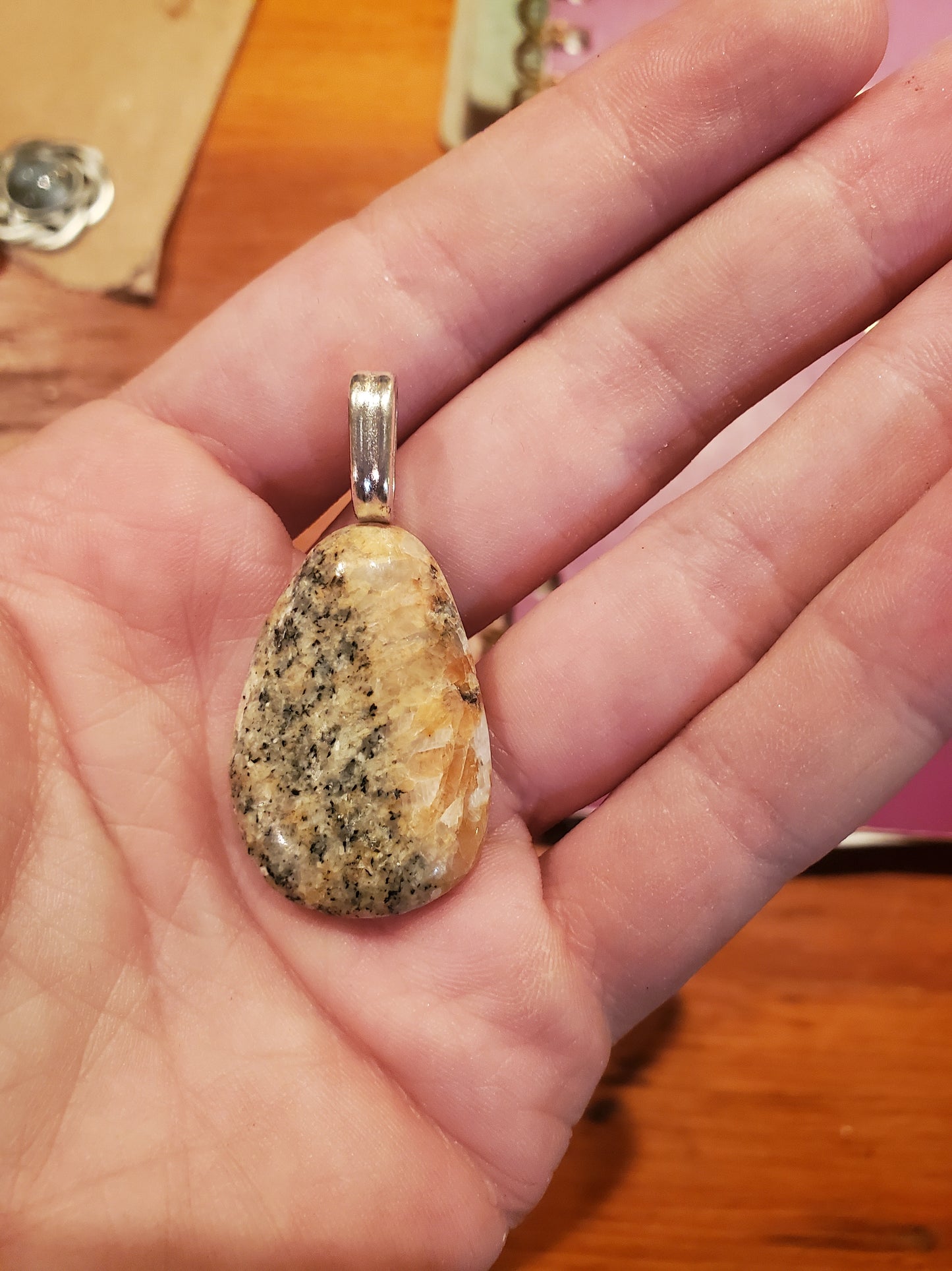 Outer Banks Feldspar and Quartz Pendant