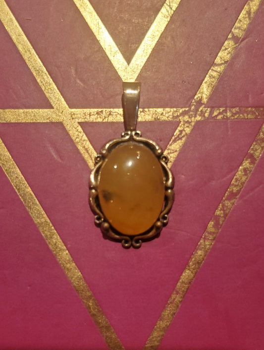 Maryland Orange Agate Pendant - 14x10mm Cab, Sterling Silver