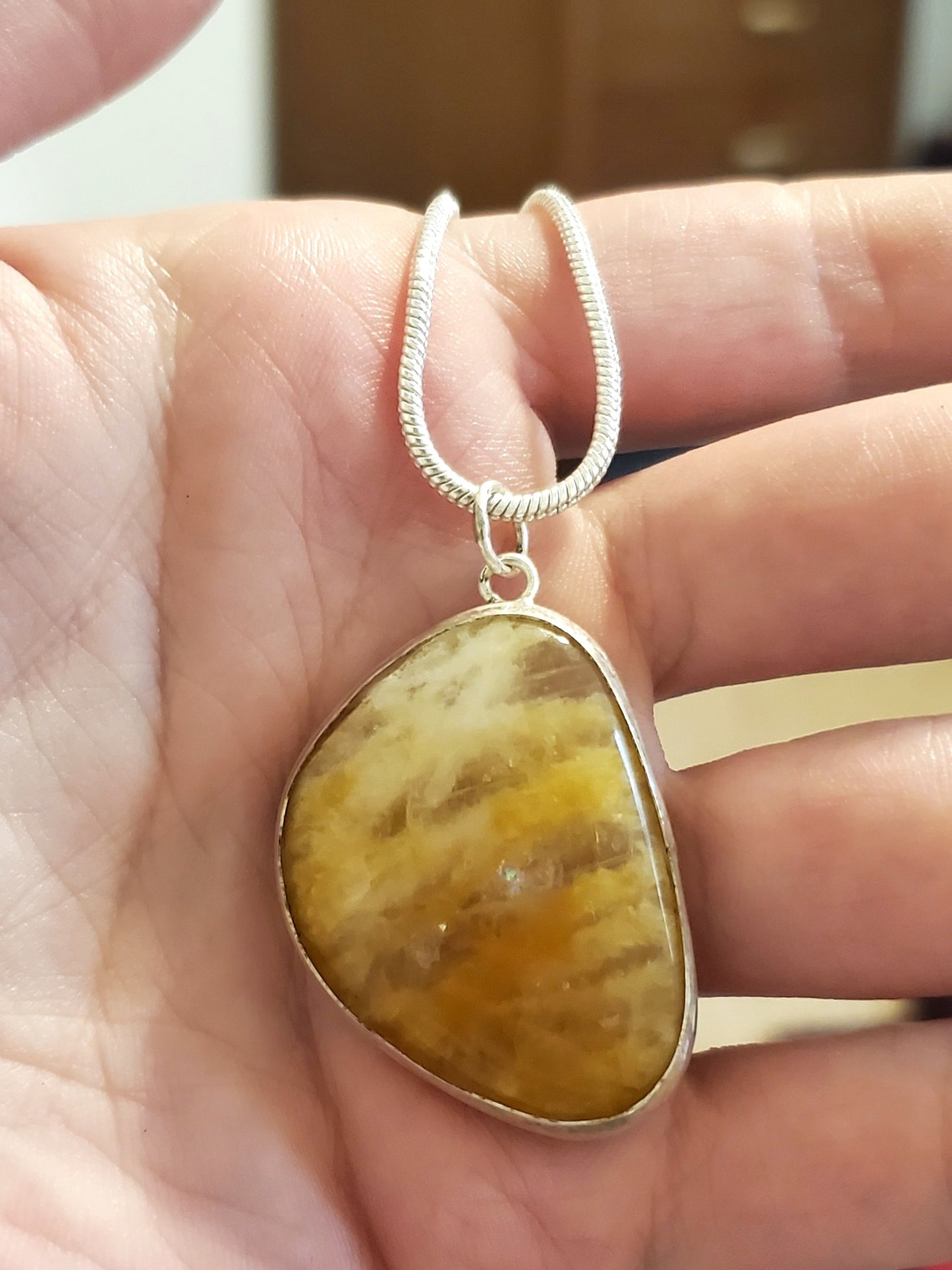 Banded Quartz Pendant - Sterling Silver Necklace