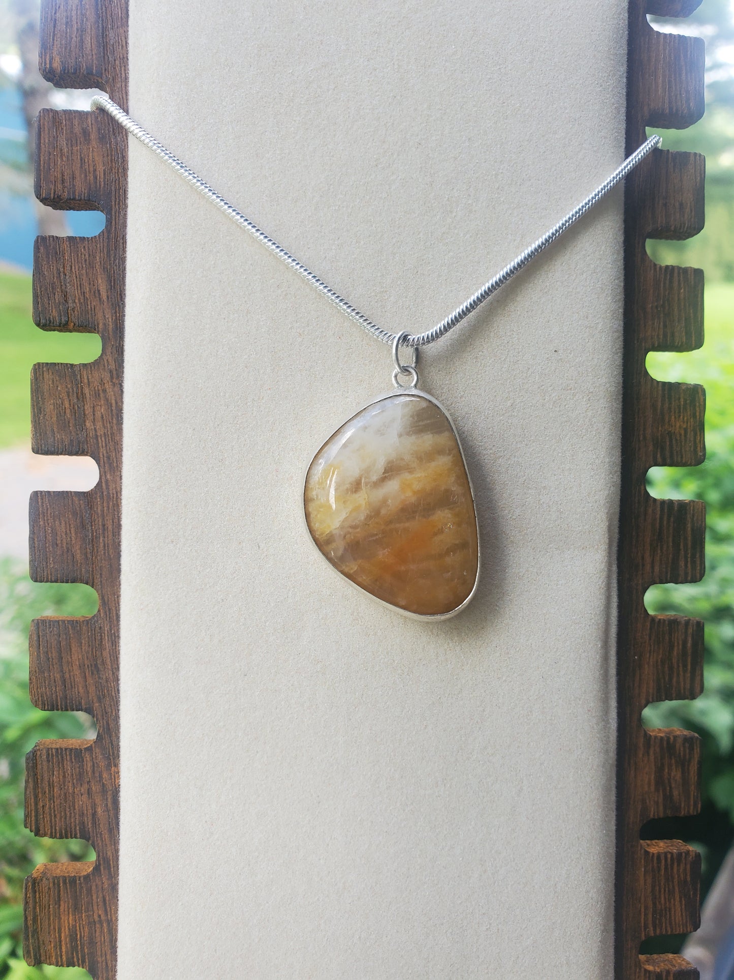 Banded Quartz Pendant - Sterling Silver Necklace