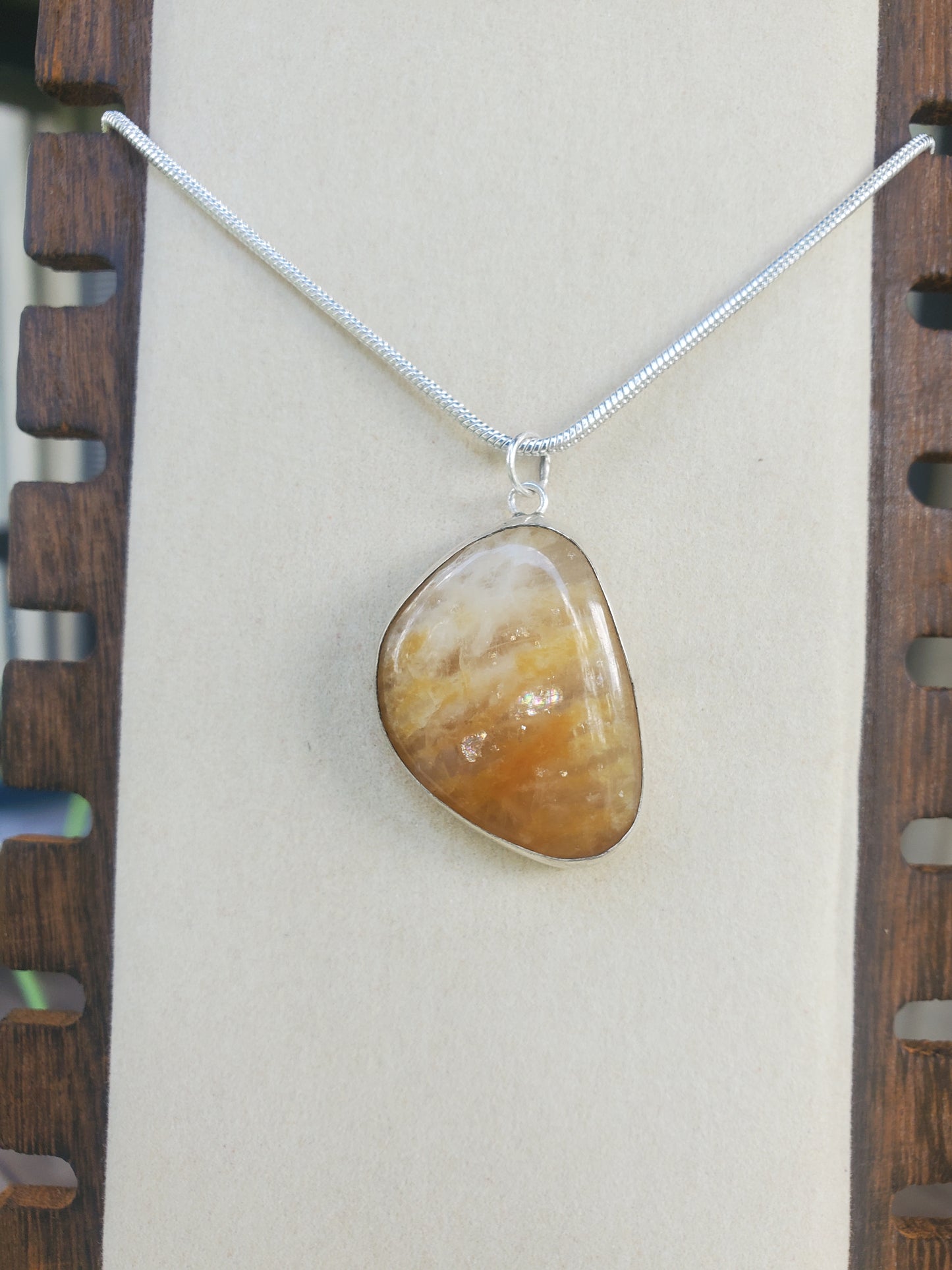 Banded Quartz Pendant - Sterling Silver Necklace