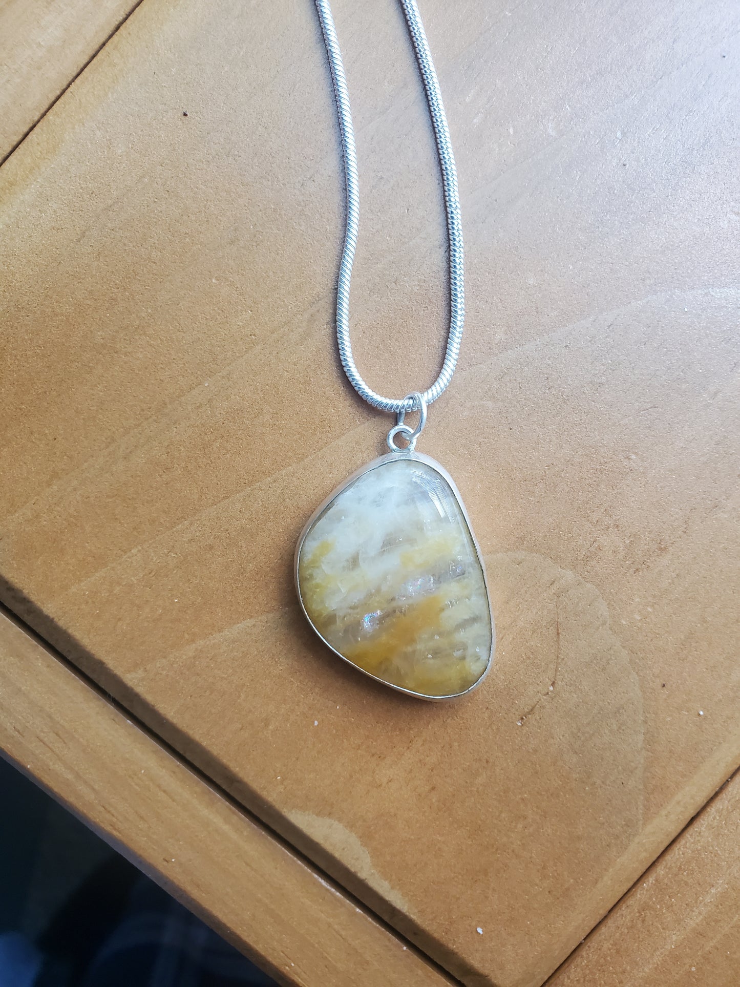 Banded Quartz Pendant - Sterling Silver Necklace