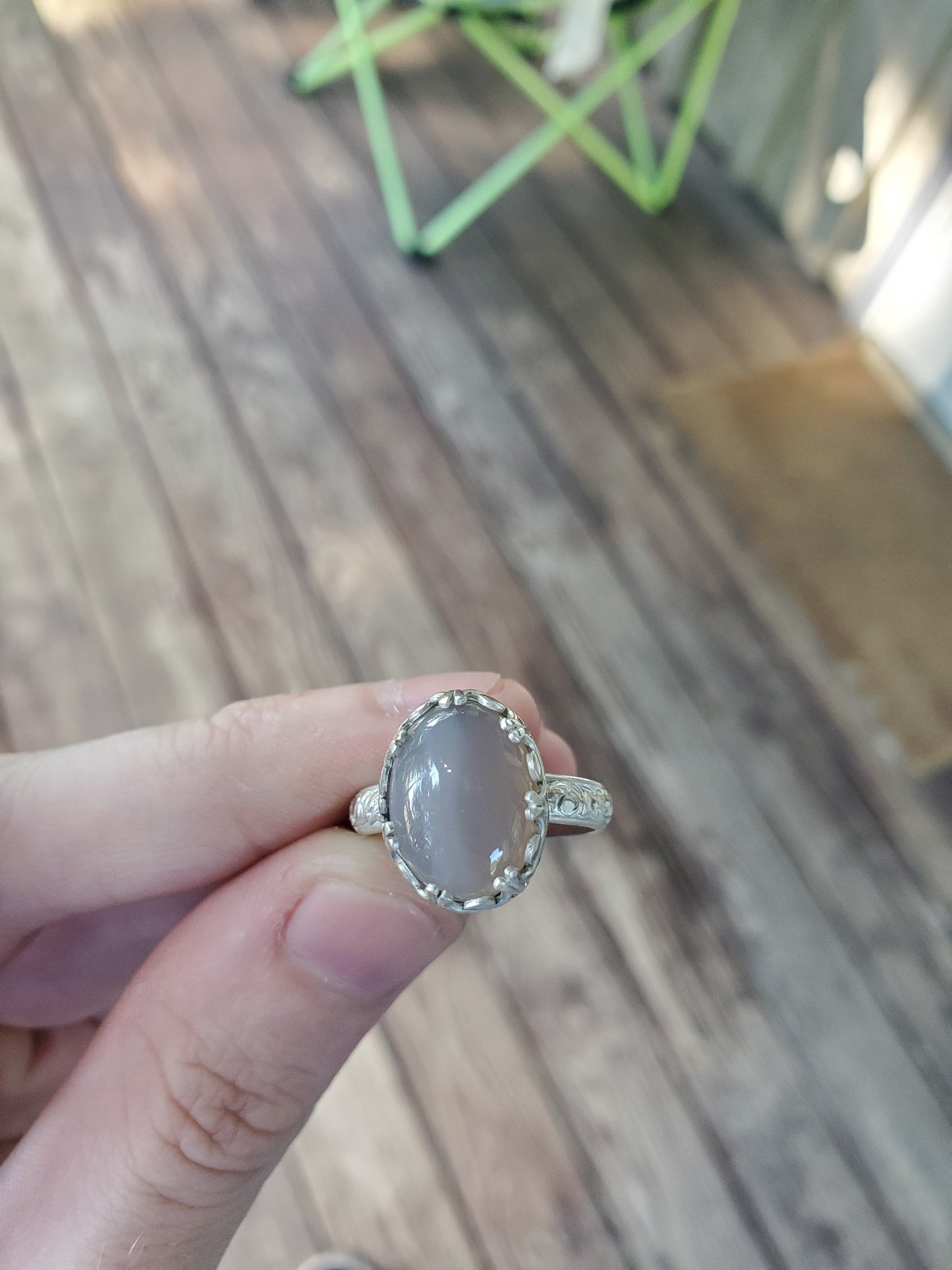 Agate Ring (size 7), Silver smithed setting