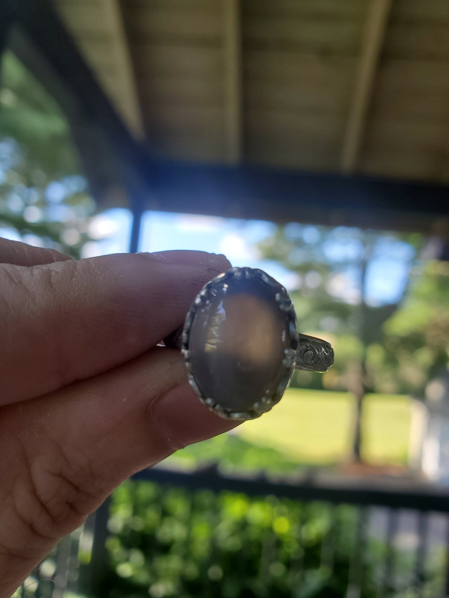 Agate Ring (size 7), Silver smithed setting