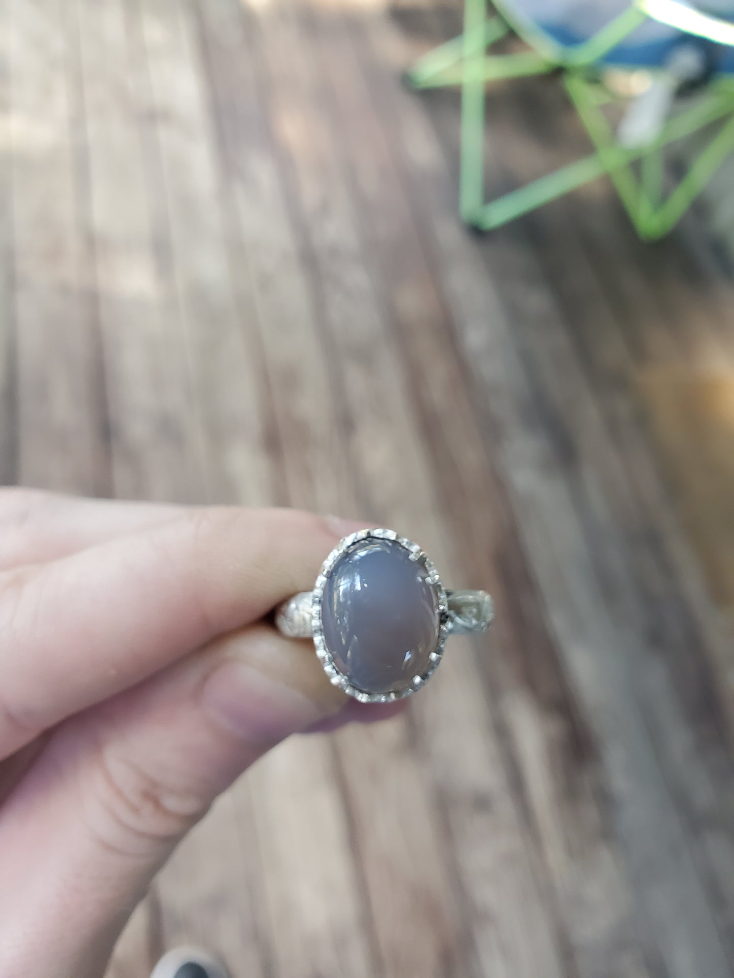 Agate Ring (size 9), Silver smithed ring