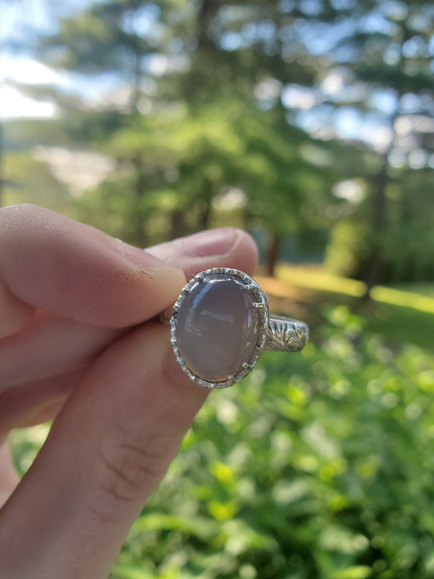 Agate Ring (size 9), Silver smithed ring