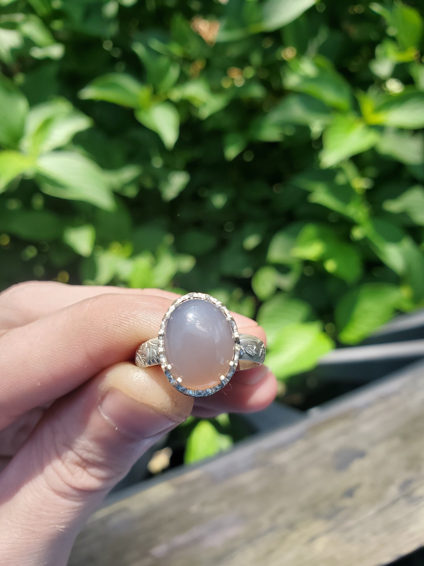 Agate Ring (size 9), Silver smithed ring