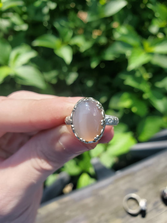 Agate Ring (size 7), Silver smithed setting