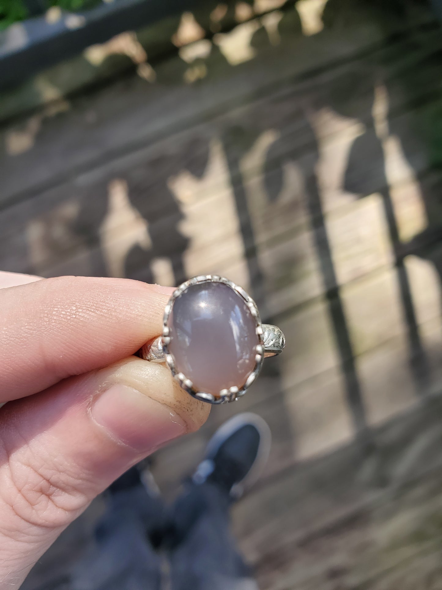 Agate Ring (size 7), Silver smithed ring