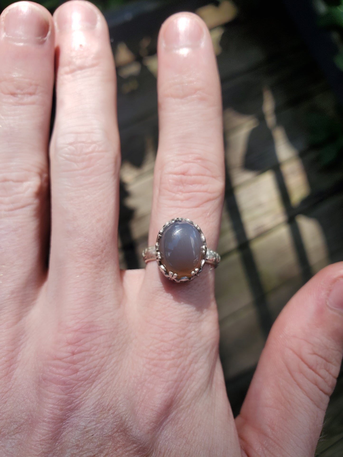 Agate Ring (size 7), Silver smithed ring