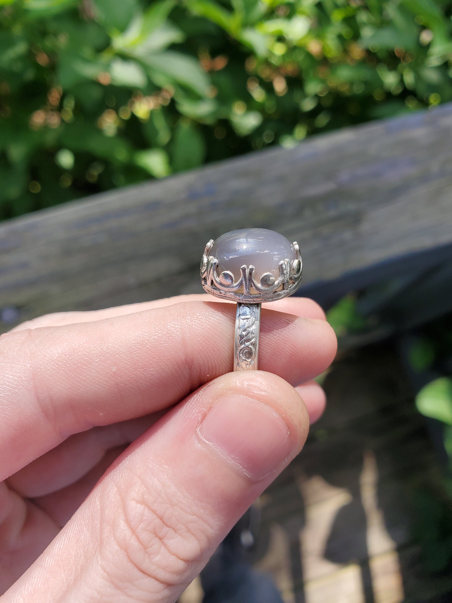 Agate Ring (size 7), Silver smithed ring