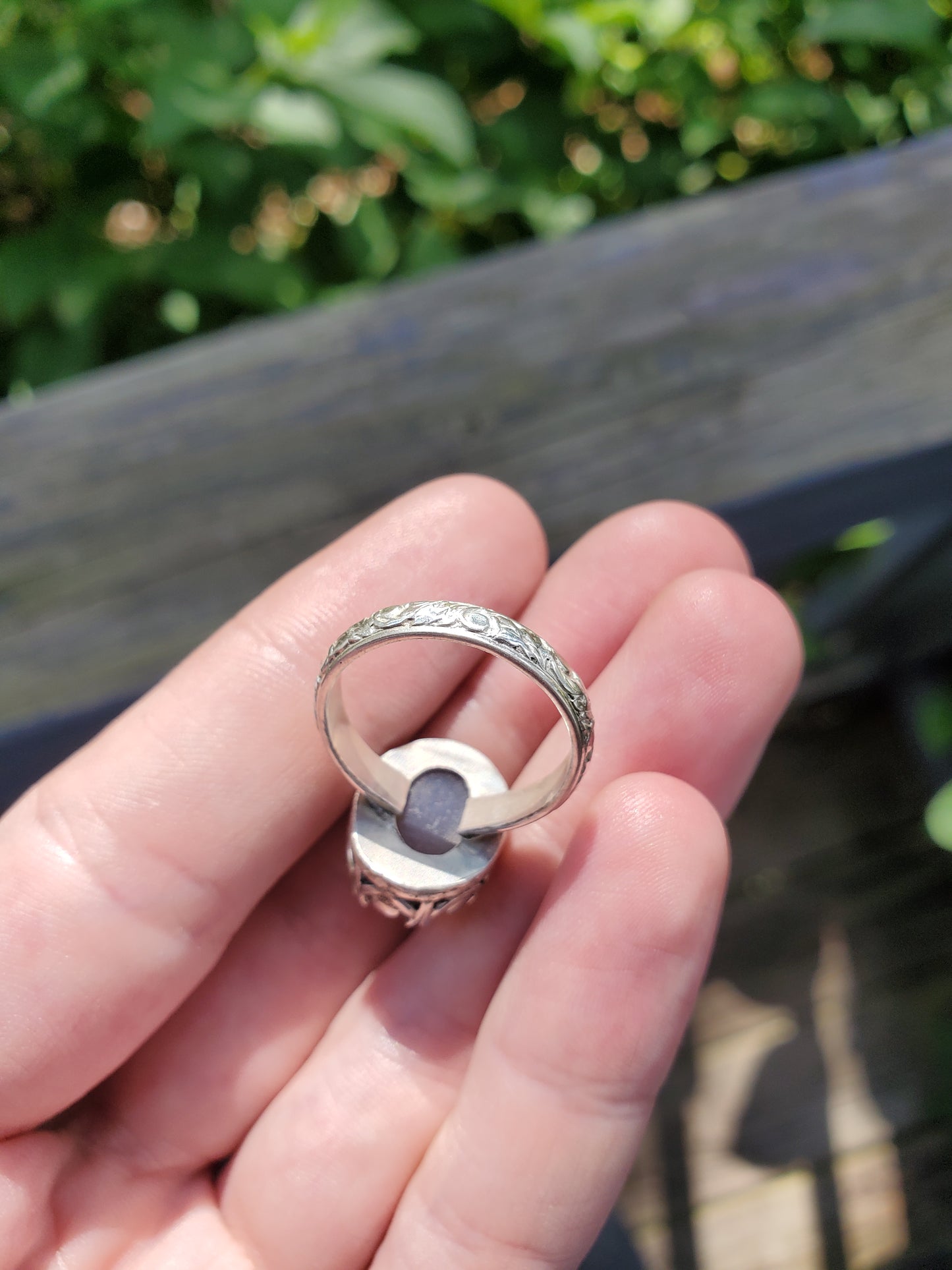 Agate Ring (size 7), Silver smithed ring